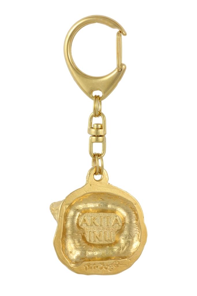 Akita, Akita Inu - Gilded key ring with dog in gift box, handbag decoration, luxury accessory by Art-Dog brand
