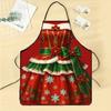 1pc Christmas Dress Pattern Festive Apron, Red Green Ribbon Snowflake Bow Decoration, Suitable for Christmas Family Cooking, Baking, Christmas Themed 