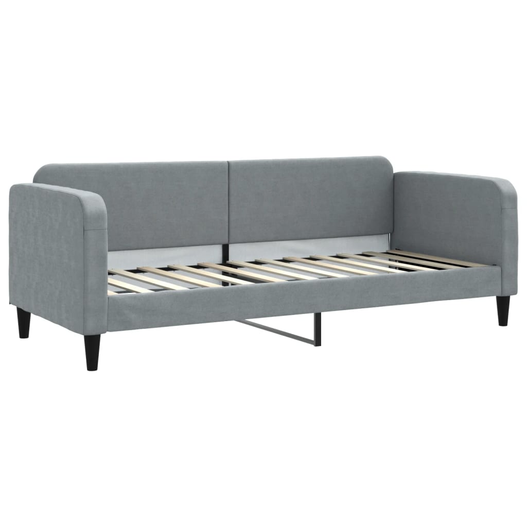Pull Out Daybed with Mattress Light Grey 80 X 200 Cm Fabric