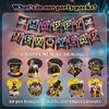 Colorful Happy New Year Banner & Hanging Swirls, Neon Themed 2026 Happy New Years Paper Banner Ceiling Swirl Streamers for New Years Eve Party