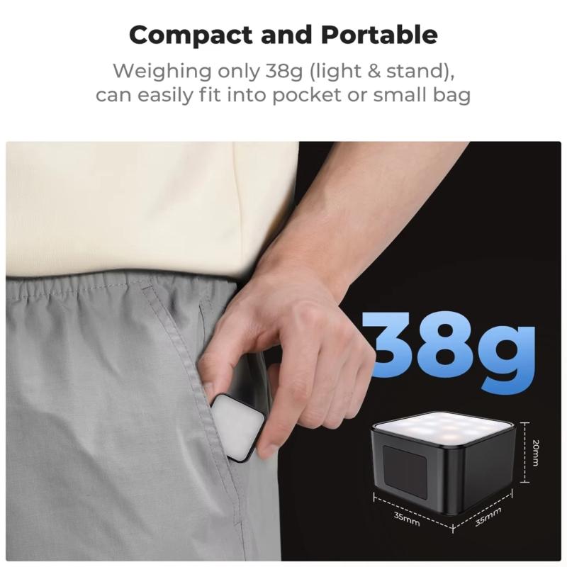 Photography Light Fit for Pocket 3 Adjustable Brightness Soft Lighting Auxiliary LED Fill Light Type C Rechargeable