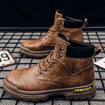 Moda Inverno Botas de Cano Baixo Homens Sapatos Casuais Ao Ar Livre Outono Couro Impermeável Ferramentas de Trabalho Botas Masculinas Botas Quentes