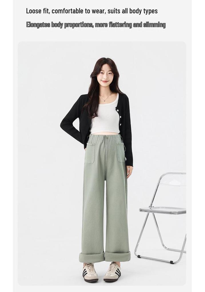 High-Waisted Maternity Straight-Leg Pants - Trendy, Versatile, Loose Korean Style for Spring & Autumn