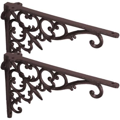 HOMSFOU Iron Wall Shelf Brackets, Set of 2, for Floating Shelves, L-shaped Shelf Brackets, 24.00 X 15.50 X 3.50 Cm, Sturdy Iron Shelf Brackets, Perfec