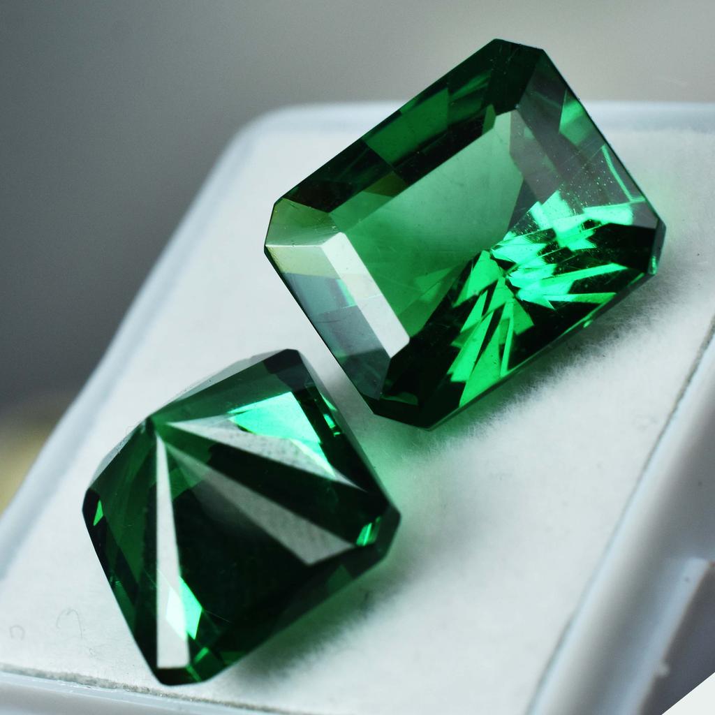 Natural Green Garnet Pair Emerald Cut CERTIFIED 20.10 Ct Loose Gemstone For Gift A-5759