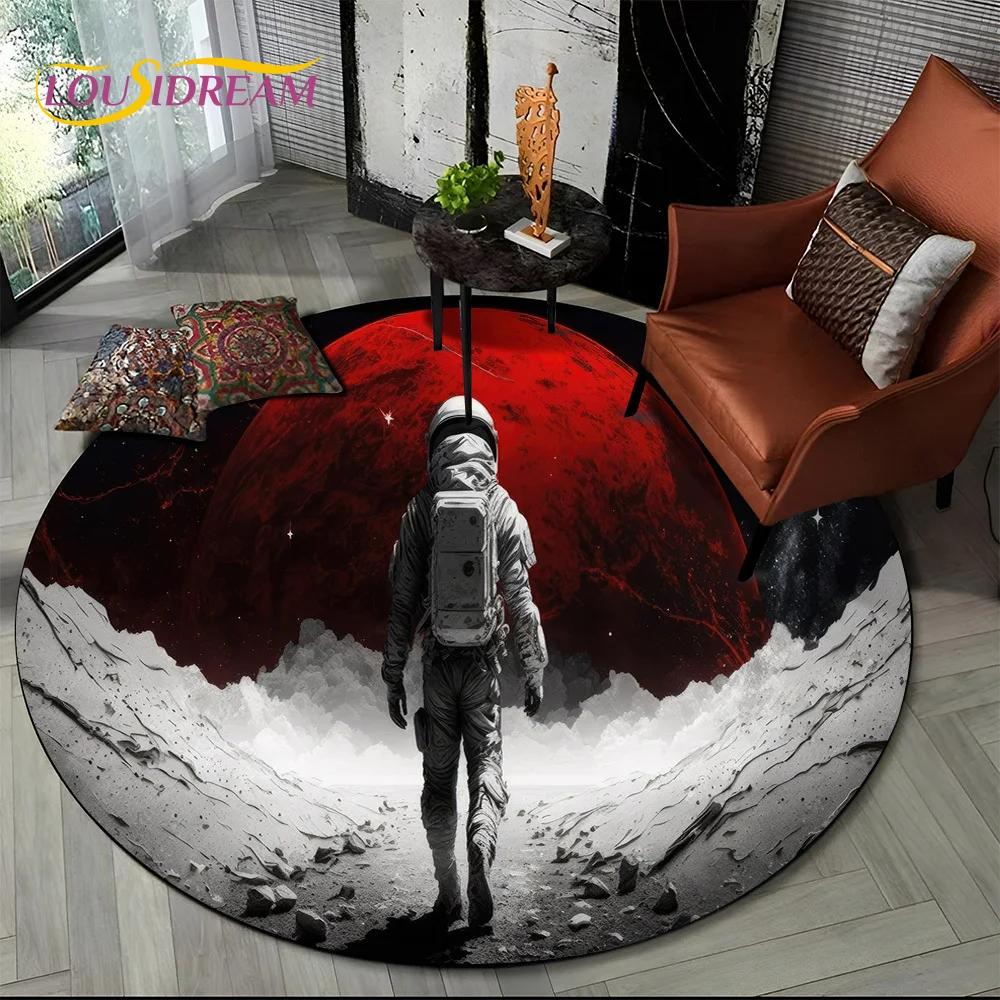 Astronaut Universe Spaceman 3D Outer Space Cartoon Round Area Carpet Rug for Living Room Bedroom Kid Decor,Pet Area Rug Non-slip