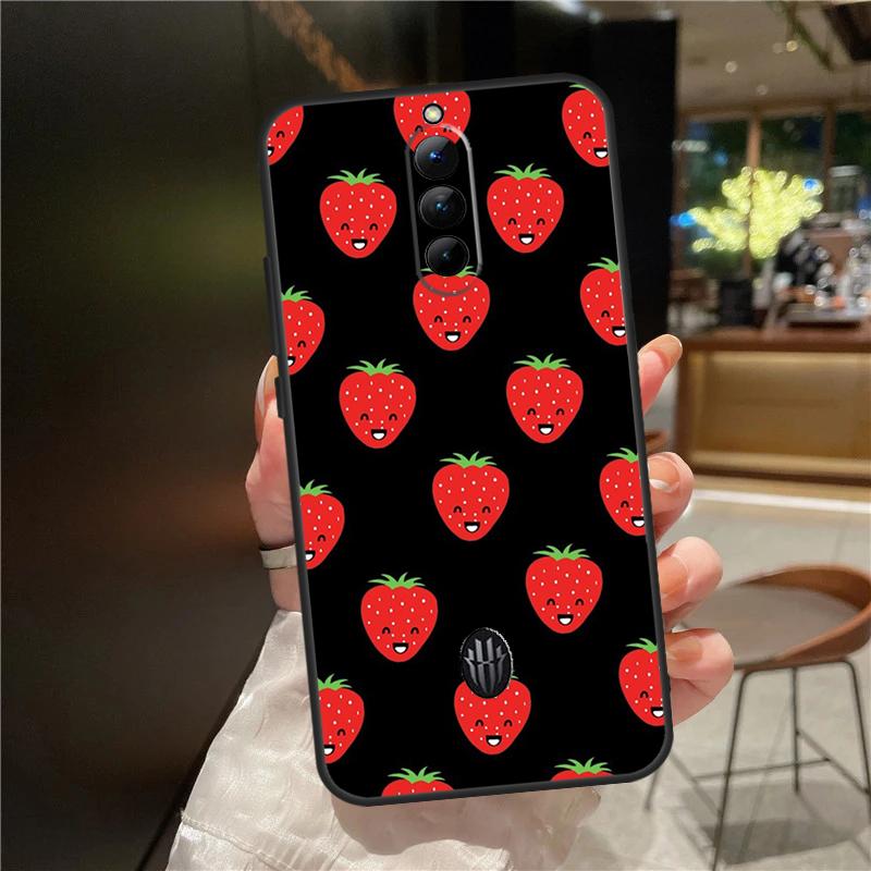 Cute Strawberry Case For ZTE Nubia Red Magic 11 10 9 8 9S 8S 10S Pro Plus 6 7 6S 7S For RedMagic 10 Air Cover