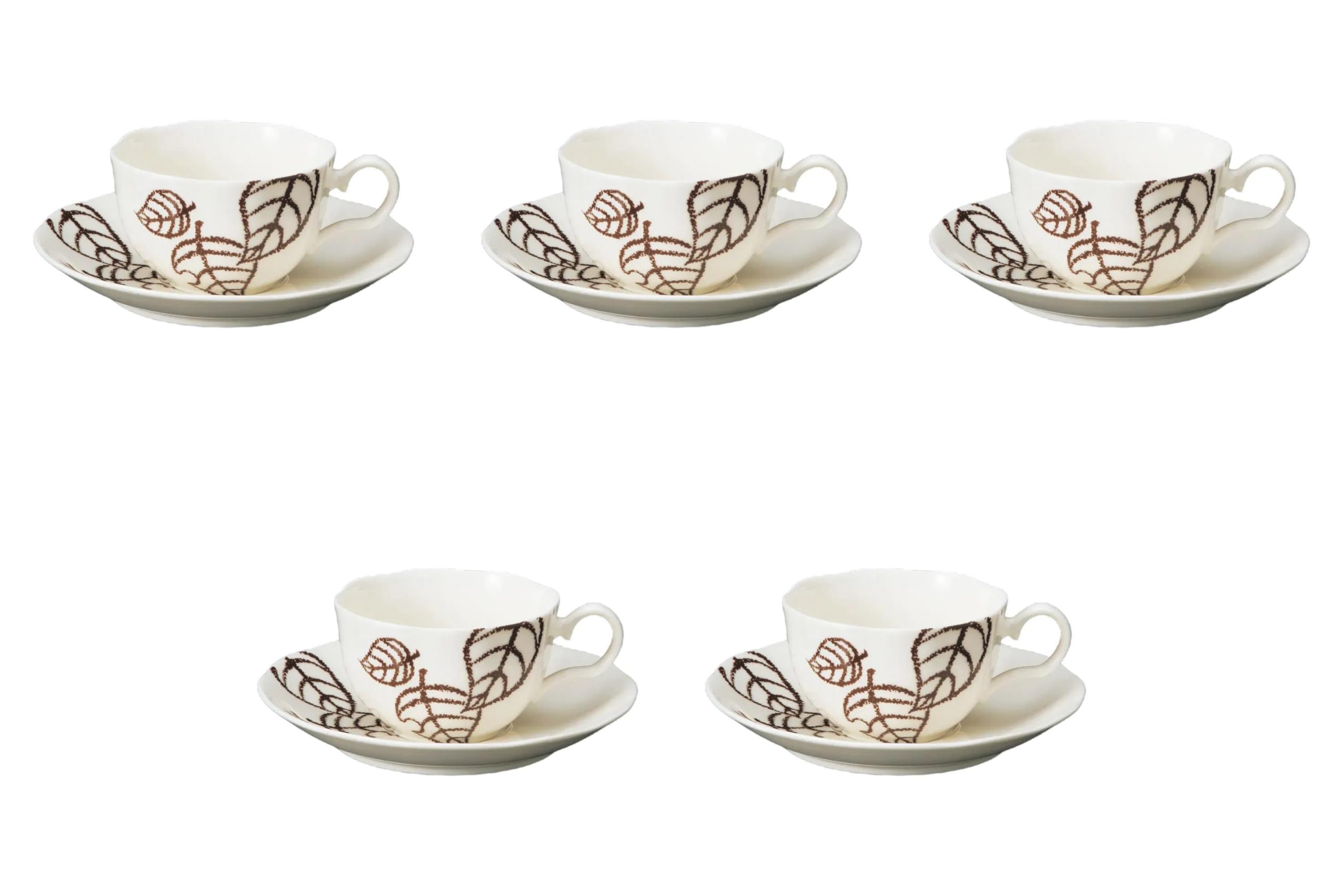 

Set of 5 NB Leaf Coffee Cups and Saucers x 9 x Fuse Ware Cups and Saucers by Setomonohonpo [11.5 5.5 cm, 200cc]