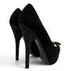 Great LOUIS VUITTON pumps LV Metal Ribbon Rhinestone Suede Leather black 35.5 Used