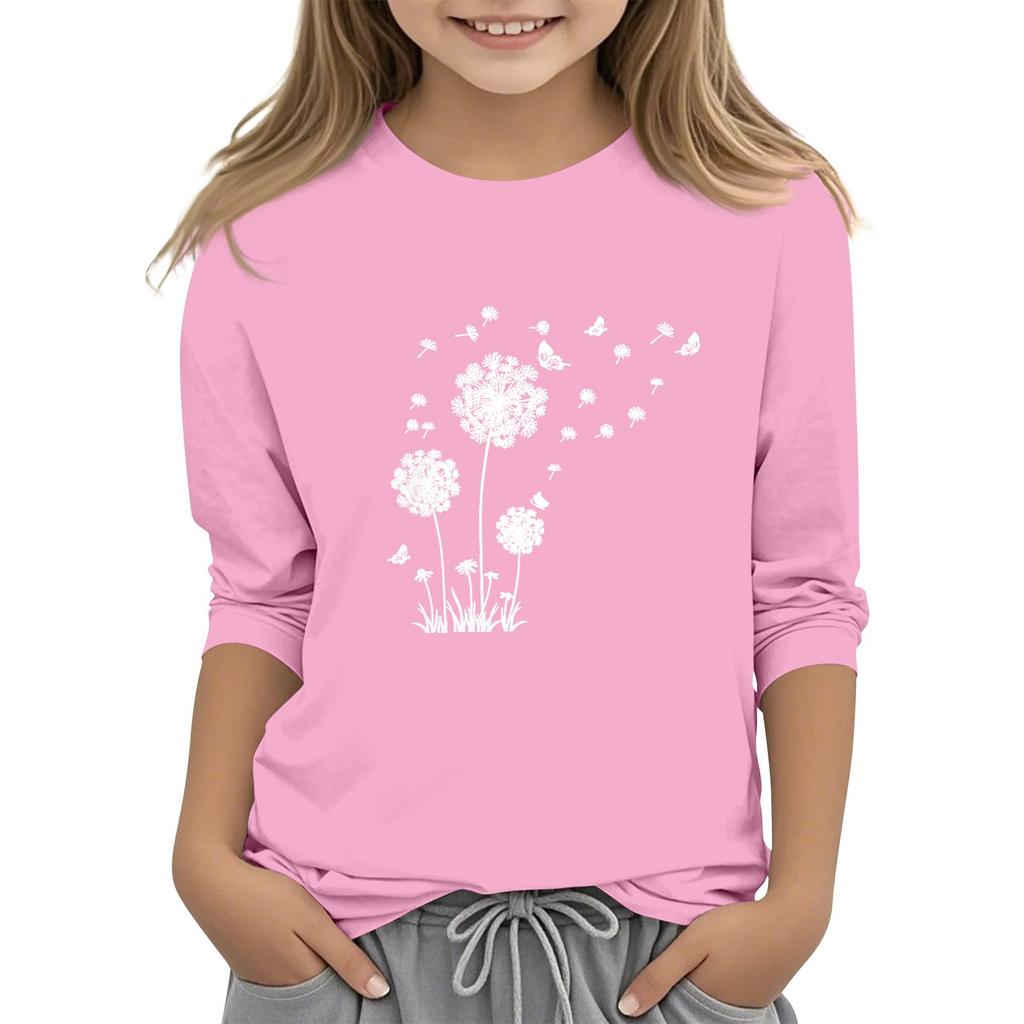 Children's 7-point Sleeved Round Neck Top Print Fashion Casual T-shirt