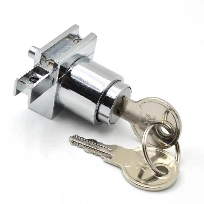 1pc Zinc Alloy H Slide Chute Lock with Key for Jewellery Wine Showcase Cabinet Door Glass Push Furniture Hardware