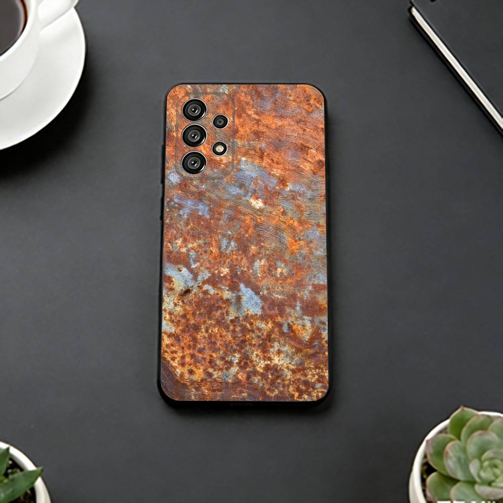 Retro Industrial Style R-Rusty Phone Case For Samsung S25,S24,S21,S22,S23,S30,Ultra,S20,Plus,Fe,Lite,Note,10,Black Cover