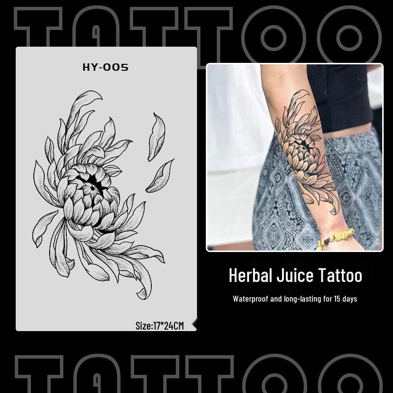 Japanese Traditional Tattoo Waterproof Sticker: Men's Long-lasting Floral Arm Pattern.