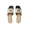GG Slide Leather Casual Shoes Women's Black White 677584 UM920 1193