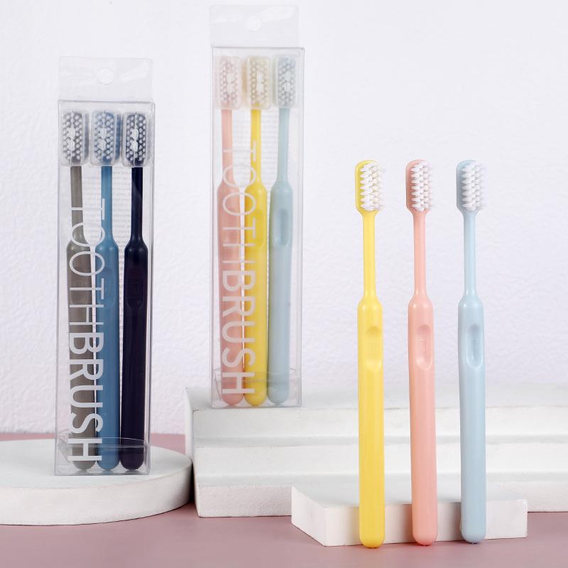 Japanese Soft Bristle Toothbrush Set, Candy Colors, Adult, 3-Pack