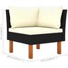 Fauteuil d'angle - VIDAXL - Eucalyptus massif - Polyrotin - Noir - 2 personnes