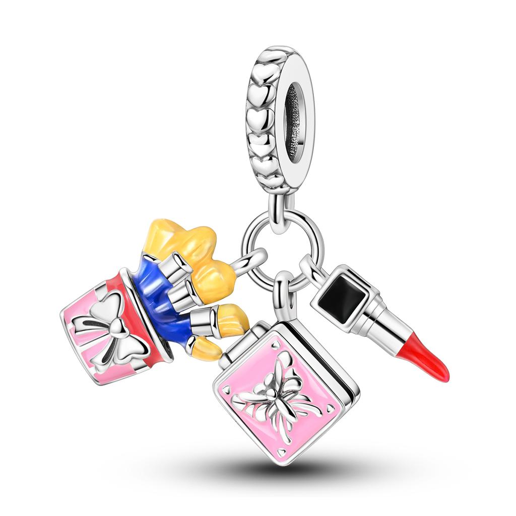 Original Charms Copper Perfum Lipstick Cosmetics Beads Fit Bracelet Making Woman Pendants Fine Jewelry