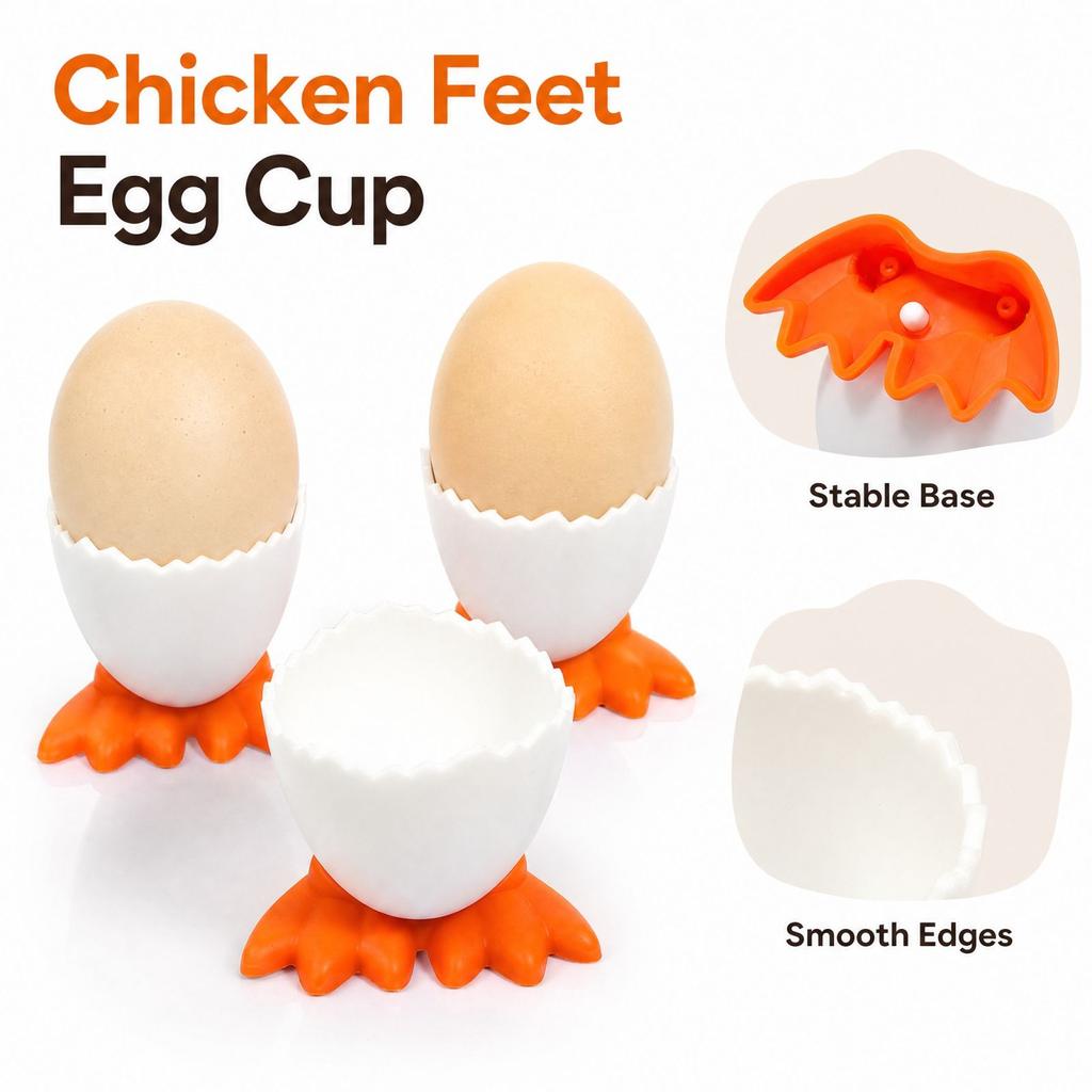 Plastic Egg Cup with Fun Design, High Base Egg Tray for Kitchen Storage and Serving