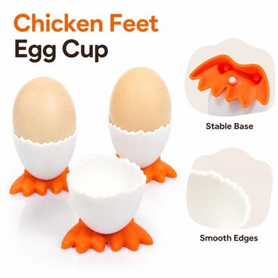 Plastic Egg Cup with Fun Design, High Base Egg Tray for Kitchen Storage and Serving