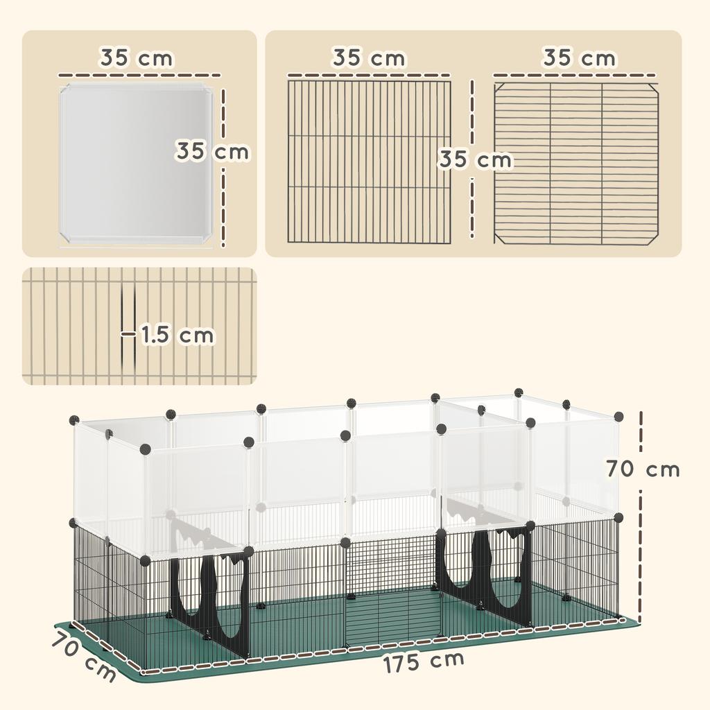 Pet Playpen with Waterproof Mat, DIY Small Animal Enclosure 34 Panels, Indoor/Outdoor Metal Pet Fence for Guinea Pigs