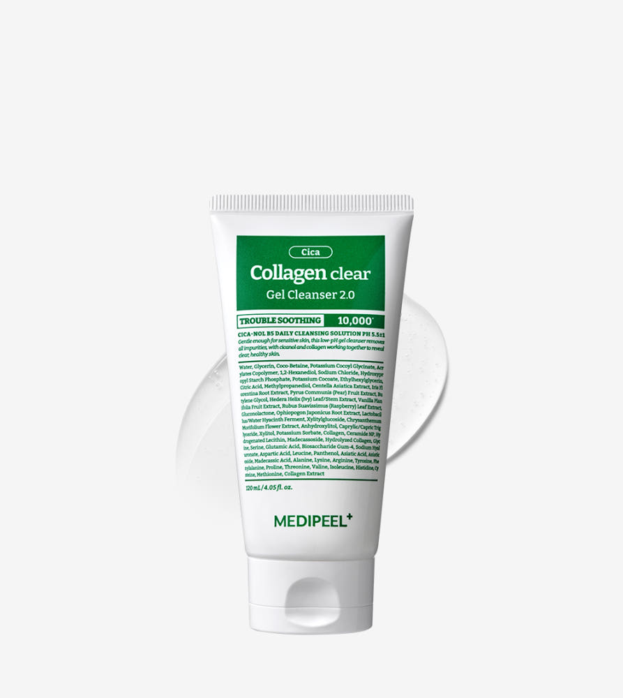 MEDIPEEL Green Cica Collagen Clear Gel Cleanser 2.0 120ml Niskie pH Łagodzący Oczyszczanie Pór