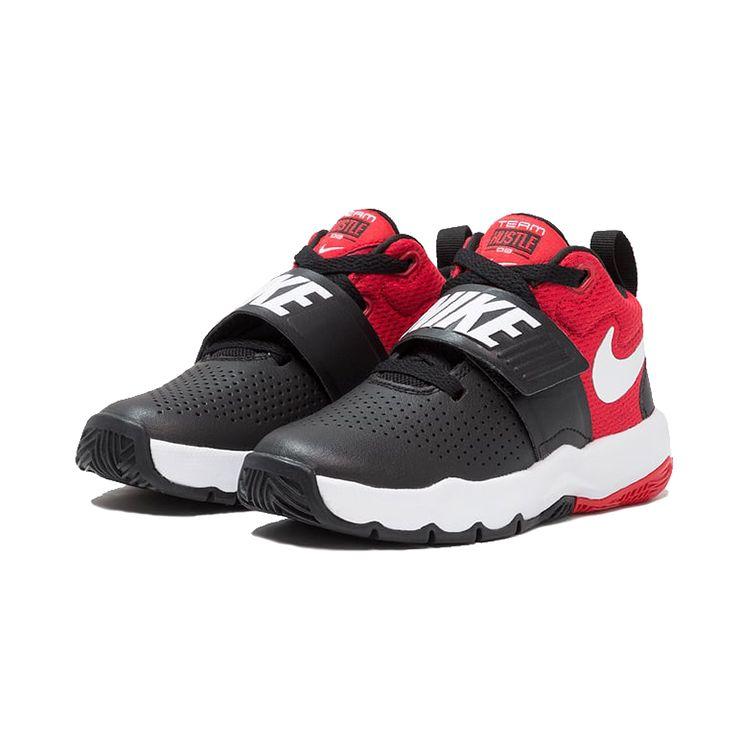 Nike Team Hustle D 8 Velcro Performance Mid-Top Kids Basketball Shoes Kids sneakers Black Red White 881942-004