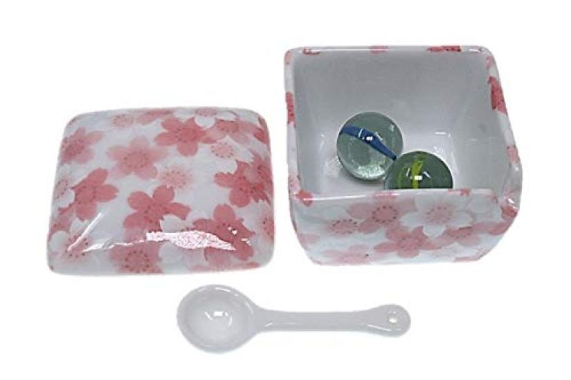 Full Bloom Cherry Blossom Condiment Made in with Condiment Container for Commercial ACSWEBSHOP Original Container, Japan, Ceramic, Spoon, Ichimi,