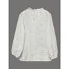 2026 New V Neck Long Sleeve Hollow Out Lace Shirt Fashion Women Office Lady Stand Collar Ruffle Blouse New Loose Elegant Sweet Solid Color Top