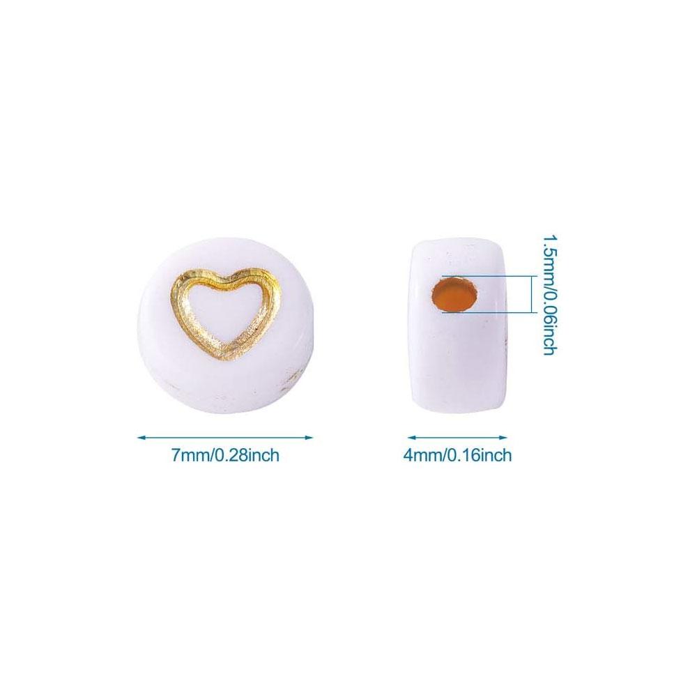 110/220/450pcs 7mm white gold acrylic heart-shaped bead flat disc coin heart-shaped small horse bead DIY bracelet necklace jewelry making supplies