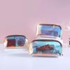 Iridescent Half-Circle Laser Makeup Bag - Transparent TPU Storage for Travel Cosmetics & Toiletries