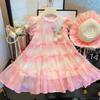 Girls Summer Chiffon Princess Dress Floral Pattern Vacation Sundress For Little Kids Beach Party Outfit