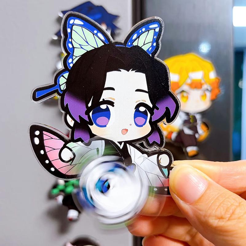 Acrylic Rotating Cartoon Anime Refrigerator Magnet Sticker