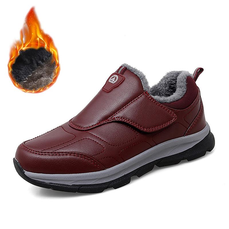 Classic Winter Leather Men's Boots Plush Warm Men's Snow Boots Waterproof Roman Men Work Boots New Large Size Outdoor Warm Boots