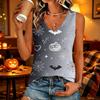 Women's V-Neck Halloween Print Tunic Top for Casual Party Wear