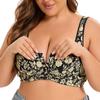 Plus Size Floral Print Wireless Bra, Elegant & Comfy Anti Sagging Push Up Breathable Bras, Women's Lingerie & Underwear