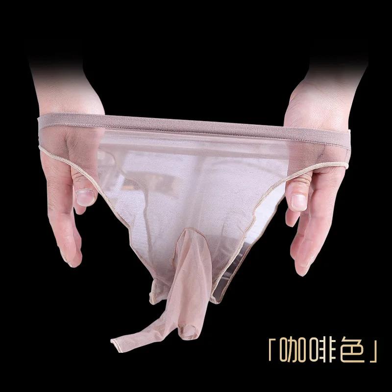 Calze sexy G-string da uomo ad alta elasticità, biancheria intima trasparente, guaina per pene liscia e setosa, slip T-back, perizoma, mutandine erotiche