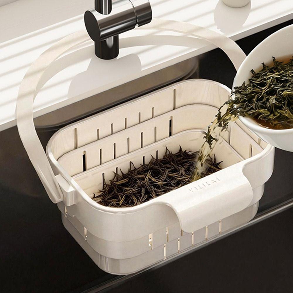 New Retractable Kitchen Drain Basket Rotating Design Quick Draining Fruit Washer Bowl Durable Fruit Vegetable Washer Kitchen Use