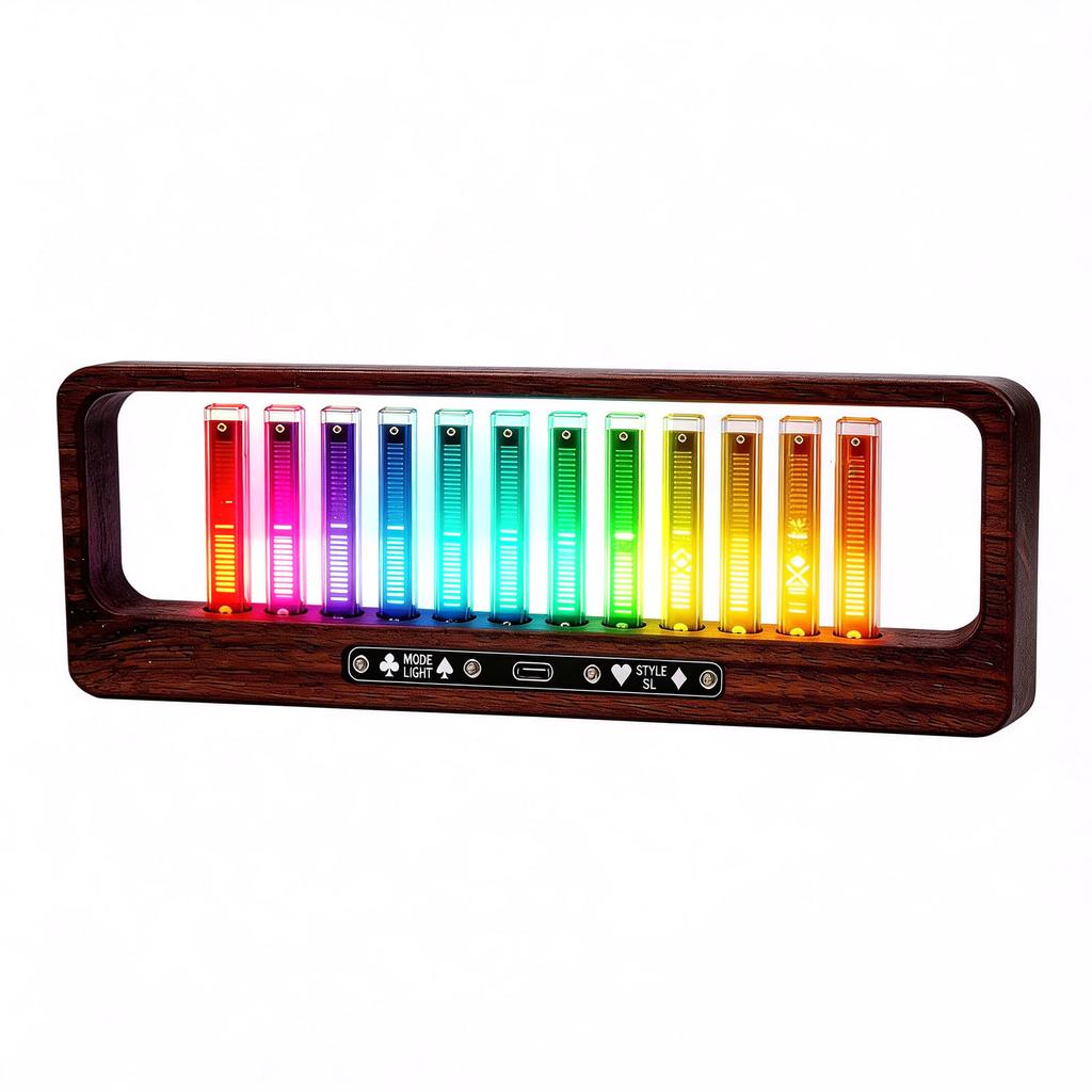 LED-Musikspektrumanzeige Hohe Empfindlichkeit Heim-Audio-Spektrumanalysator-Anzeige mit 12 LED-Lichtröhren Einstellbar