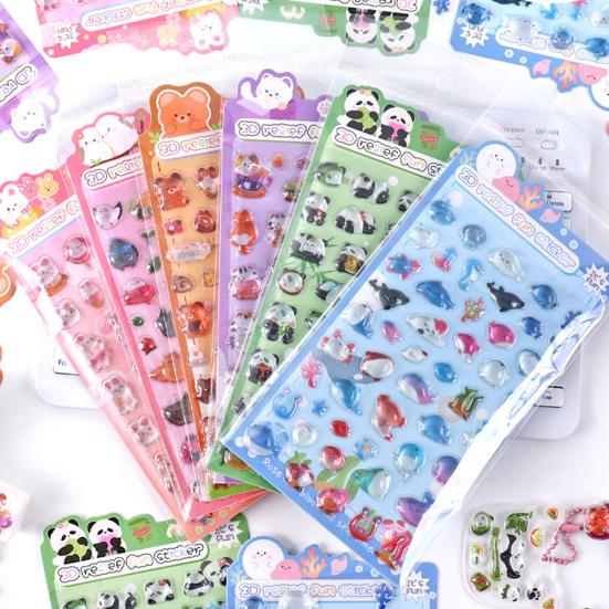 3D Panda Bunny Puffy Stickers Faux Crystal Gem Relief Stickers for Phone Decoration Cute Cartoon Stickers for Kids DIY Crafts