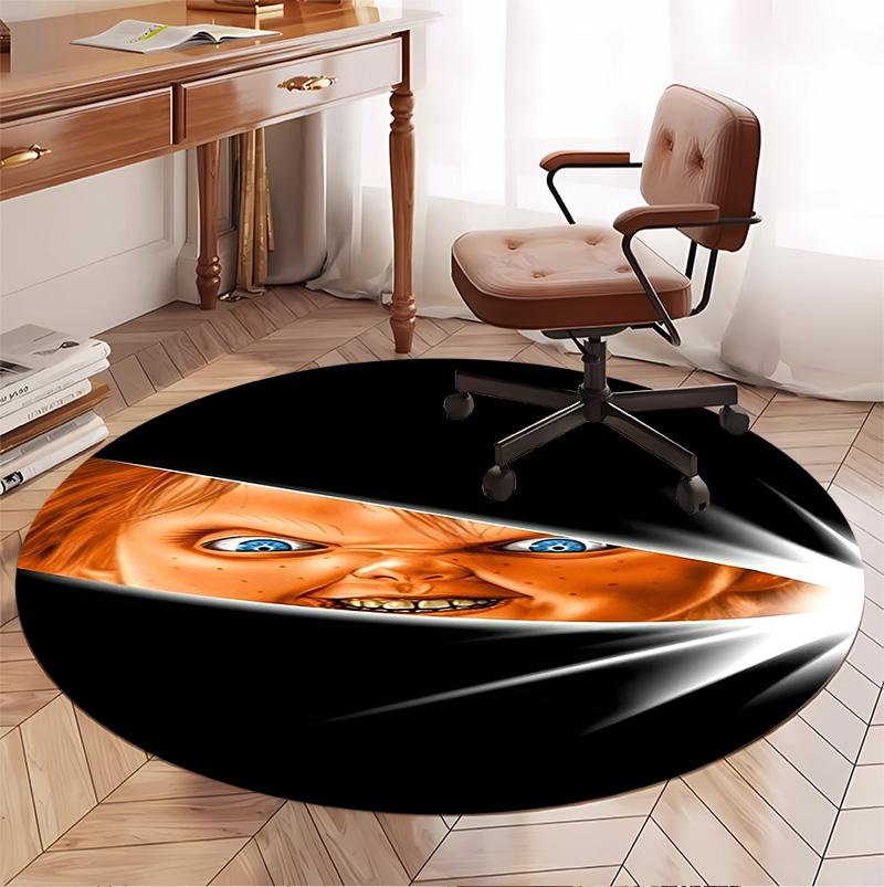 Chucky Pattern Round Rug, Indoor/Outdoor Mat, for Picnic, Gameroom, Bedroom, Office, Living Room, Home Decor Carpet, Birthday Gift