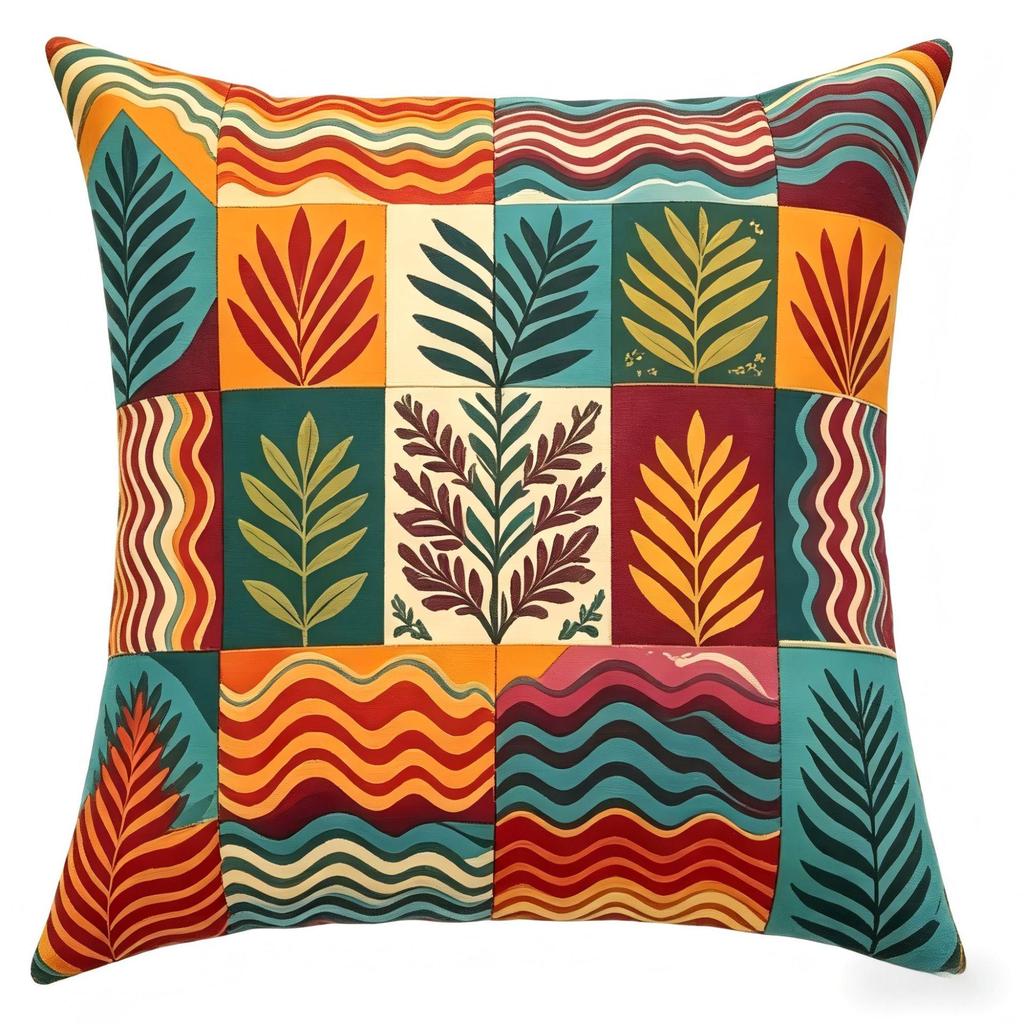 Federa Cuscino Peluche Stile Bohemien - Copricuscino Multicolore per Divano, Comodino e Soggiorno.
