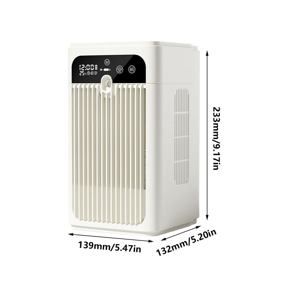 Air Conditioner Fan 2-Speed Time Display Rechargeable Portable Air Conditioners Desk Fan For Bedroom Living Room Kitchen Office