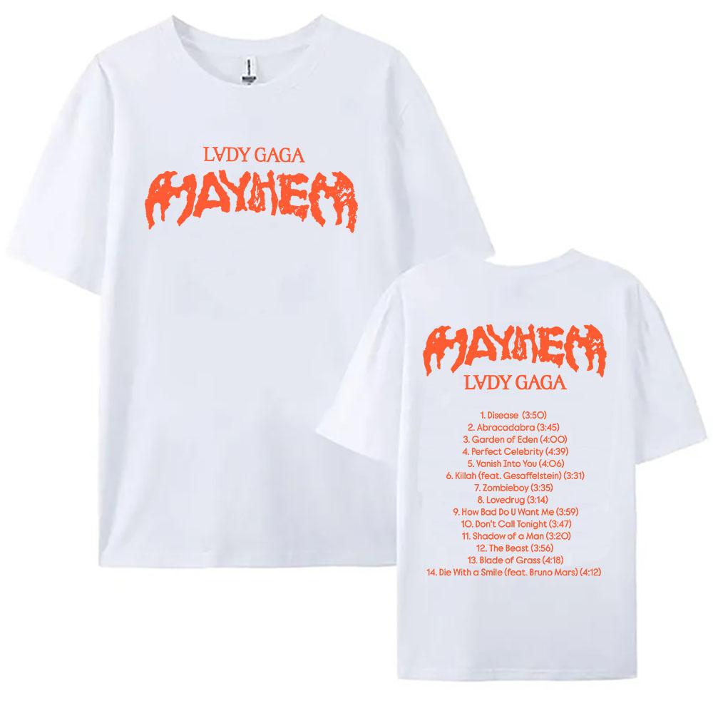 

Cotton Tees Singer Lady Gaga Mayhem Printing Tshirts Summer Short Sleeve Unisex Streetwear Hip Hop Casual Women Unisex Tshirt Girl S