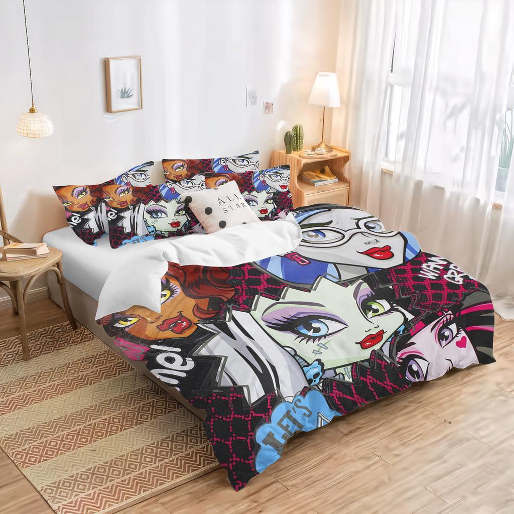 Cartoon Bettbezug Monster Girls Cartoon Für Mädchen Hautfreundlich Atmungsaktiv Bettdecke Wärme Kinderzimmer Bettwäsche
