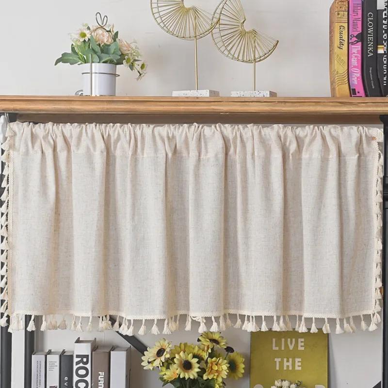 Nordic Style Short Curtains for kitchen Solid Cotton Linen Curtain Wine Cabinet Door Window Small Curtains Wardrobe Curtain