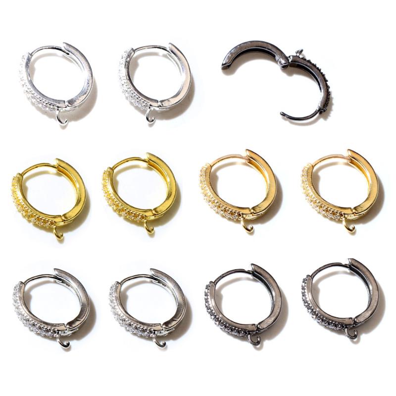 10pcs 15mm with Zircon Gold Silver Color Earring Hooks Leverback Open Loop DIY Earring Clips Clasp Jewelry Making Accessories