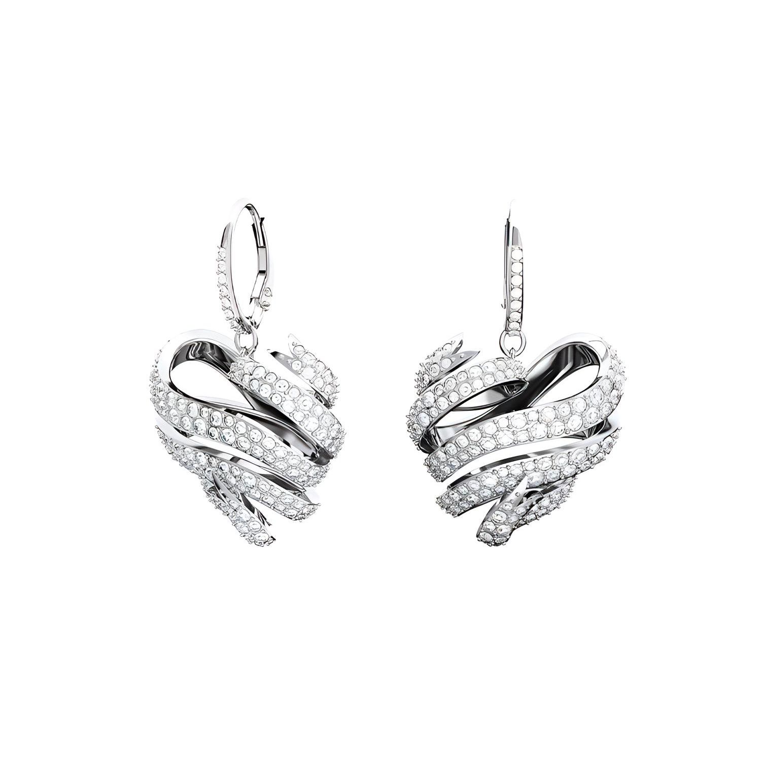 

Swarovski Volta Exquisite Heart Versatile Earrings Women earrings White 5652029 Silver,F