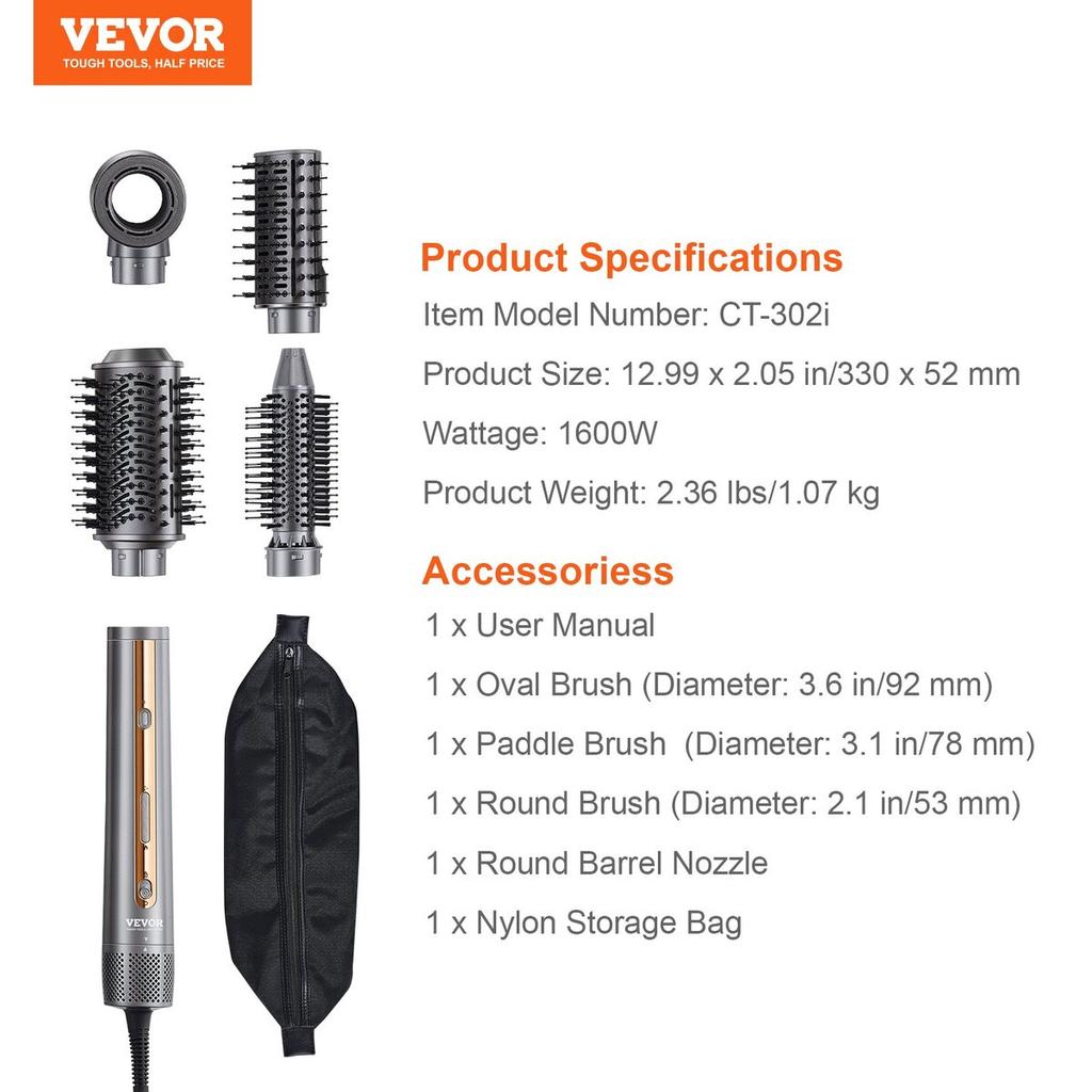 Hair Dryer Brush 4-in-1 Professional Multi Hair Styler for Drying Curling