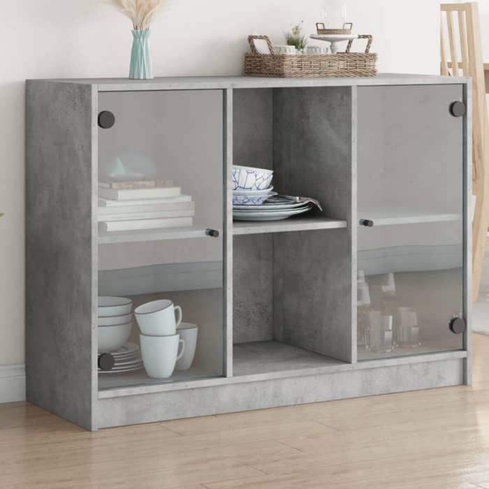 VidaXL Buffet gris béton 102x37x75,5 cm bois d'ingénierie, armoire de rangement, armoire latérale, buffet de salle à manger, 3295874