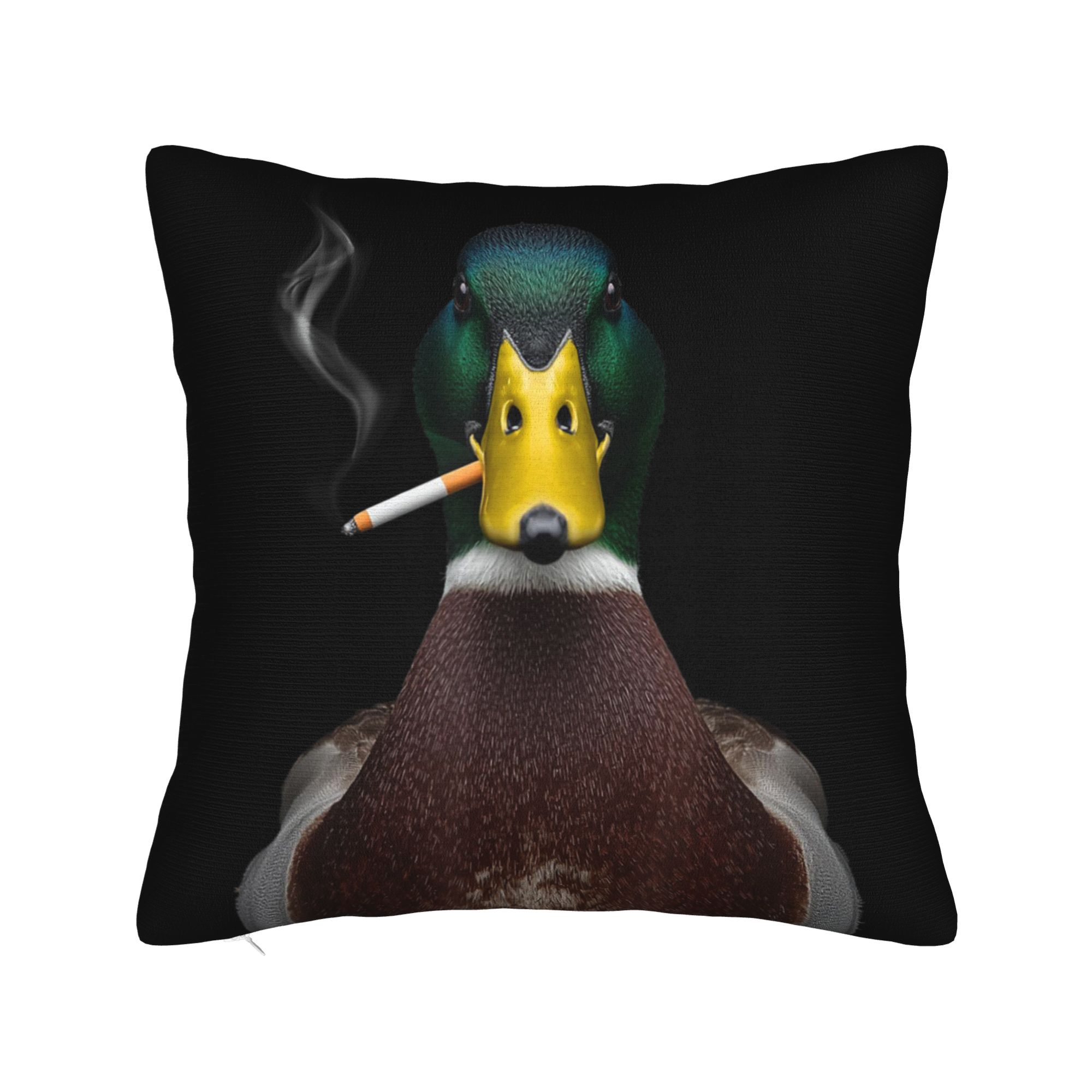 Mallard Smoking Cigarette Meme Funny Mallard Duck Hunting Pillow Cover Kawaii Pillow Case For Couch Sofa Bedroom Pillowcases 30x30cm 12x12in